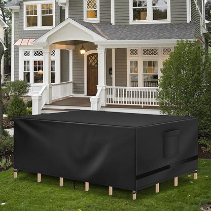 Richwon Patio Furniture Covers - Waterproof Rectangle, Heavy Duty for Outdoor Sectional Set (90"L x 64"W x 28"H), Black