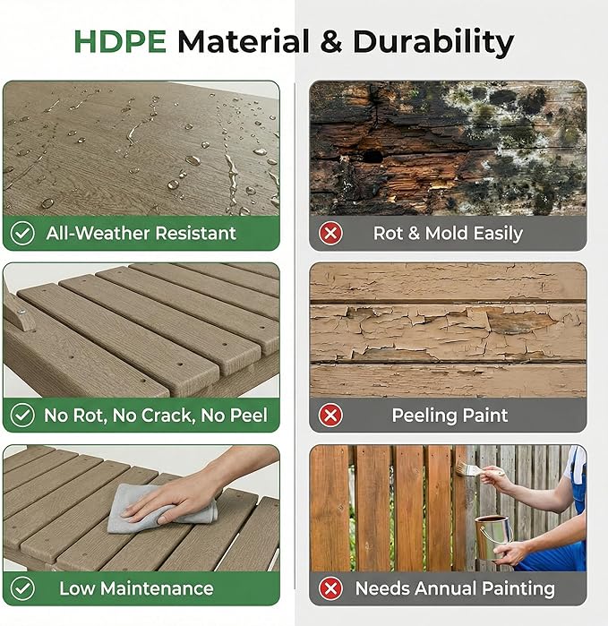 Outdoor Potting Bench with 3 Tier, All-Weather Patio Potting Table with Tool Hooks, HDPE Gardening Table for Backyard, Garden, Brown