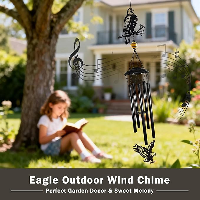 Large Wind Chimes for Outside Deep Tone - 40" Bald Eagle Windchimes Outdoors for Backyard Balcony Porch Home Decor,Memorial Metal Wind Chime Best Gifts for Women/Men Friend Birthday Holiday