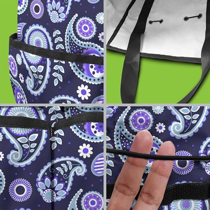 Paisley Garden Tool Bag - Waterproof Garden Tote with 8 Pockets, Large Storage Home Organizer Gardening Tool Oxford Bag for Garden Tools Kits Holder, Ideal Outdoor Gardening Gift for Women & Men