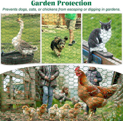15.7 x 120 Inch Plant Protectors from Animals 0.8mm Free-Cut Metal Mesh Plant Cages for Outdoor Plants Chicken Wire Cloche, Wire Plant Protector for Garden Wire Mesh with Gloves, Wire Ties, Plier