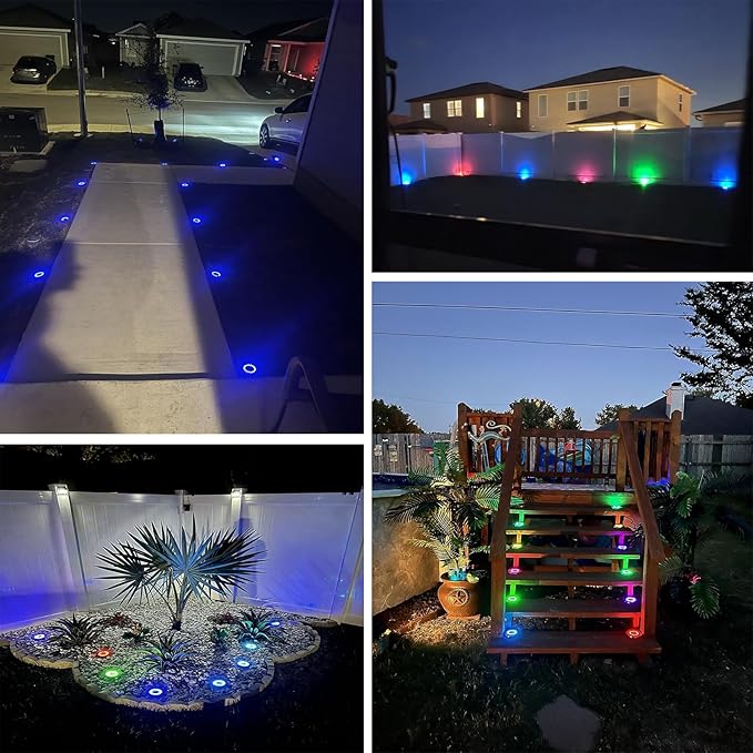 Solar Lights Outdoor,8 Pack Solar Garden Lights for Pathway,Yard,Deck,Lawn,Patio,Walkway,Driveway,Step（Blue）
