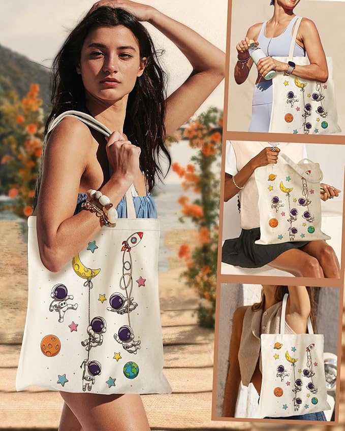 Miss Adola Aesthetic Canvas Tote Bag for Women - Sturdy Cloth Cotton Totes Bag with Pattern Shoulder Bag