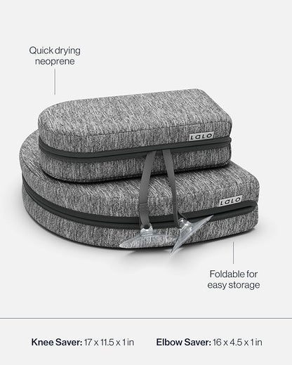 Lalo Knee & Elbow Saver - Foldable Padded Cushions for Bathtime, Quick-Dry, Suction Cups for Stability, Bath Kneeler and Elbow Rest Pad Set 17 x 11.5 in Knee Pad & 16 x 4.5 in Elbow Pad - Heather Grey