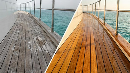 Protect Aqua Teak Oil for Outdoor Furniture & Indoor Furniture– 32 oz (1Lt) Teak Oil Sealer, Restores & Protects Wood, Furniture, Decks, Boats, Patio, Shower Benches– Transparent Natural Finish