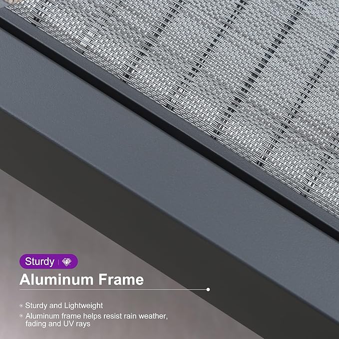 PURPLE LEAF Patio Chaise Lounge Set 2 Pieces Textilene Pool Lounge Chairs with Wheels Sunbathing Chair for Outdoor Yard (2 Mix Gray Lounges W/Side Table)