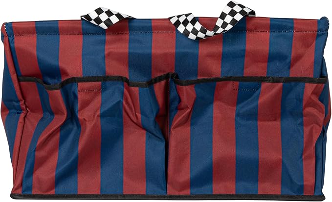 Household Essentials Red and Blue Striped All-Purpose Utility Tote with Pockets