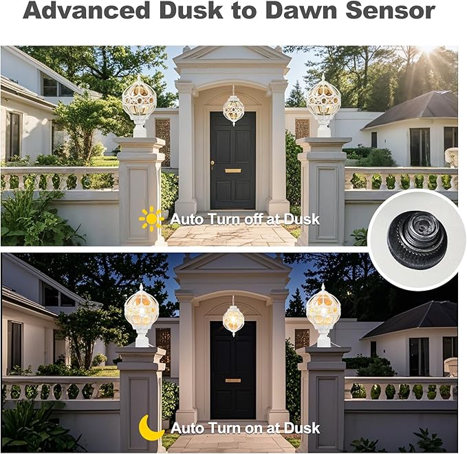 Dusk to Dawn Outdoor Post Light for Porch Yard Lawn Driveway, White Globe Aluminum Lamp Post Lights, Waterproof Outside Pier Mount Post Light Fixture, Sphere Rust-proof Exterior Pillar Light(1 Pack)