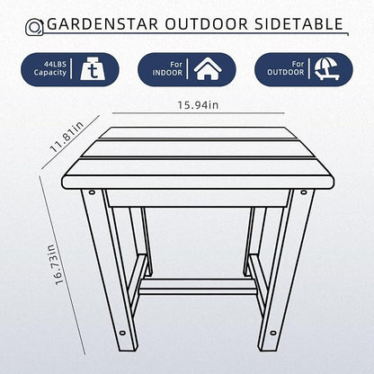 GARDENSTAR Adirondack Square Side Table,one-Tier Outdoor end Table, Patio Side Table for Pool,Porch,Backyard,Relaxing Companion (Blue)