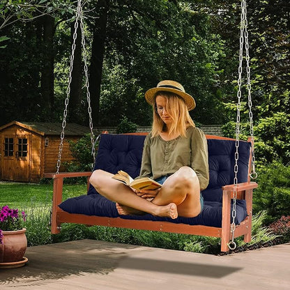 Replacement Cushions for Outdoor Swing, Outdoor Cushions for Patio Furniture with Backrest, Waterproof Thicken 4" porch swing cushions, for Outdoor Patio Garden Furniture(Navy blue 40 * 47 in)