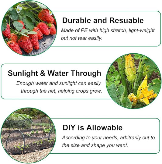 CandyHome Bird Netting for Garden, 13Ft x 33Ft Reusable Garden Netting Plants Barrier, Plant Mesh Net Protect Fruit Tree Seedlings Plants from Birds, Cicadas, Rodents, Black