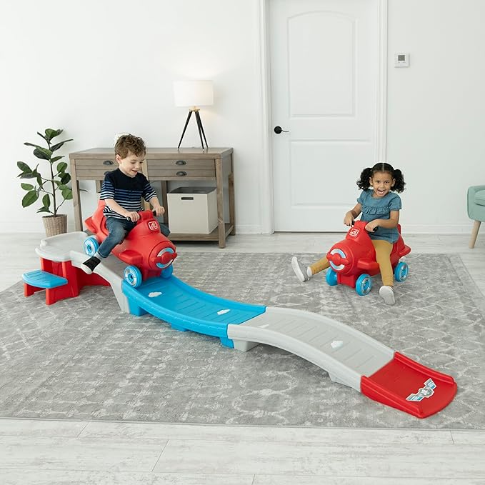 Step2 Sky Rider Up & Down Roller Coaster Kids Ride On Toy, Push Car, Indoor/Outdoor Playset, Made of Durable Plastic, Max Weight 50 lbs., for Toddlers 2-5 Years Old