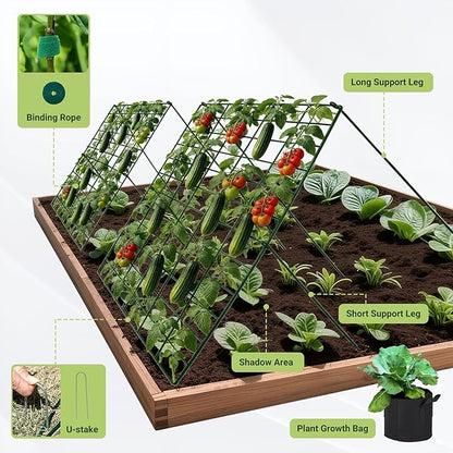 Cucumber Trellis for Garden - 2 Pack, 48" L x 24" W Garden Trellis for Climbing Plants Outdoor with Support Structures, A Frame Trellis for Climbing Vegetables Peas, Vine, Bean