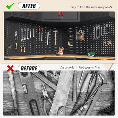 Red Garage Cabinet Storage System 10-Pcs Corner Workshop Set Garage Cabinet and Storage System for Tool Organization