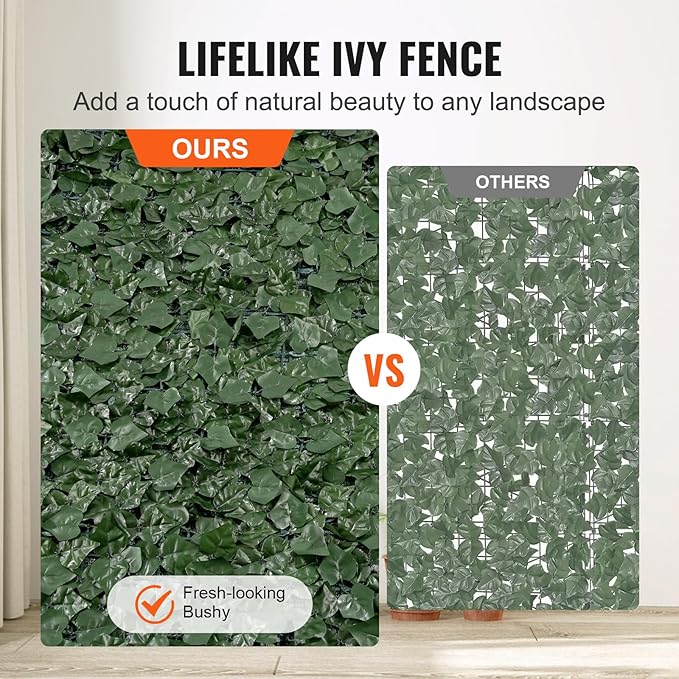 VEVOR Artificial Ivy Privacy Fence Screen, 59 x 118 in Faux Ivy Vine Leaf Hedges Fence, Greenery Privacy Fence with Mesh Cloth Backing, Green Wall Decoration for Outdoor Garden, Yard, Balcony