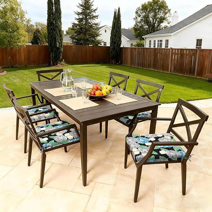 LVTXIII Outdoor Seat Cushions Seasonal Replacement Chair Cushions, Patio Chair Pads with Ties for Dining Chairs and Garden Furniture, Square Back, 19"x19"x2", 2 Pack, Peony Garden