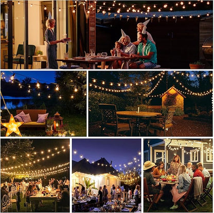 Outdoor String Lights 40ft LED Hanging Globe Patio Lights with G40 Shatterproof Bulbs(14+1 Bulbs), Waterproof Connectable Hanging Light for Indoor Outdoor Decor Garden Camping Backyard Porch