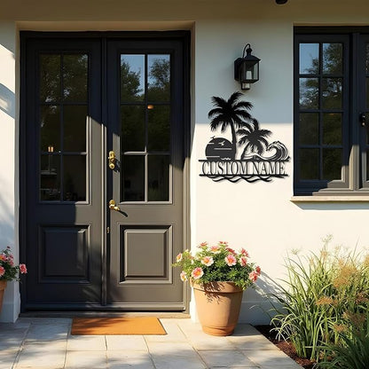 Personalized Beach Metal Signs - Custom Palm Trees, Family Name, Cabin Signs - Beach House, Coastal Decor