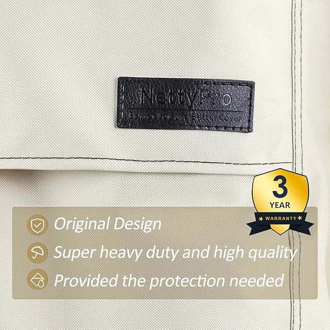 NettyPro Waterproof Patio Chair Covers 4 Pack, 600D Heavy Duty Outdoor Seat Cover, 26W x 28W x 28H inch, Beige