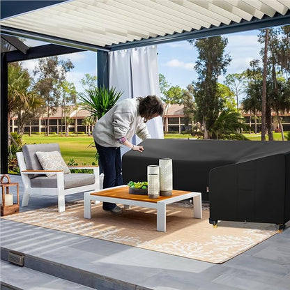 iBirdie Outdoor Patio Furniture Cover fit 112" x 87", 110" x 85", 108" x 84" L-Shaped Sectional Sofa, Waterproof Weatherproof Heavy Duty 600D Garden Cover for Outside L Shape Couch