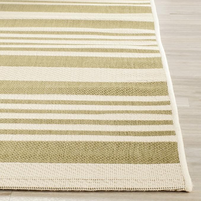 SAFAVIEH Washable Rug Outdoor Courtyard Collection - 2' x 3'7", Green & Beige, Non-Shedding & Easy Cleaning, Ideal for Patio, Front Door, Entryway, Doormat (CY6062-244)