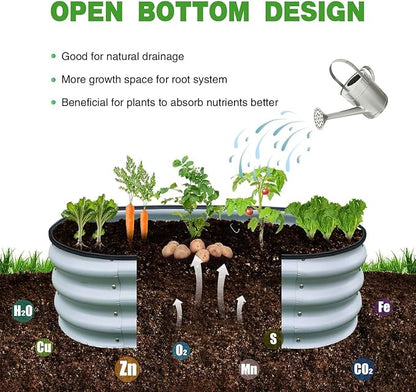 GrowHaus 4x2x1FT Galvanized Raised Garden Bed, Planter Boxes Outdoor Metal Garden Beds for Planting Vegetables Flowers Herbs Silver