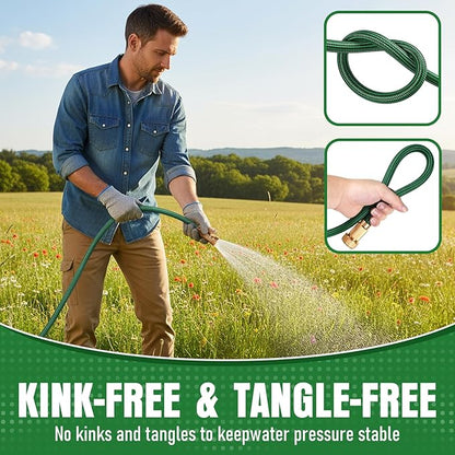 NON-EXPANDABLE Garden Hose 75 ft, Heavy Duty Flexible Water Hose, Kink Resistant Lightweight Hybrid Hose with Durable Fabric Skin, Leakproof Hose Male to Female Fittings