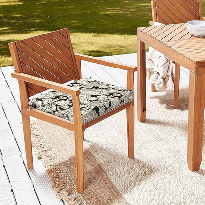 LVTXIII Outdoor Chair Cushions, Fade-Resistant Patio Furniture Cushions Outdoor Chair Pads with Ties for Dining Chairs and Garden Furniture Use, 18.5"x16"x2" 4 Pack, Paisley Black