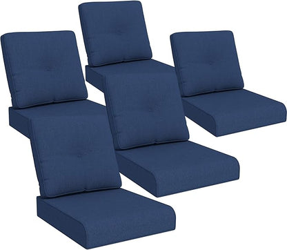 Joyside Outdoor Chair Cushions Set, 22x25/22x24 Inch Patio Furniture Deep Seat Cushions, Water Resistant & Thick Cushion, Outdoor Replacement Cushions for Seat and Sofa (Blue, 5 Set)