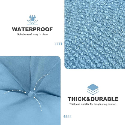 Porch Swing Cushions,Outdoor Cushions 3 Seater Replacement with Backrest, Waterproof Thickened Bench Cushion with Ties for Porch, Patio,Outdoor, Backyard and Garden (Sky Blue 60 * 40 in)