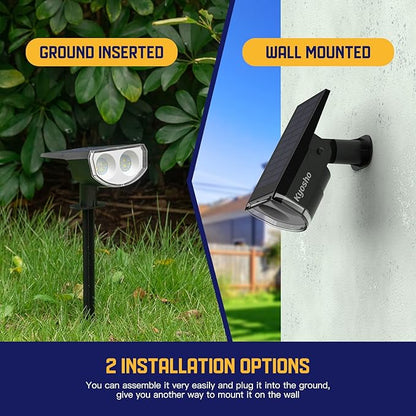 Kyosho Solar Color Spot Lights Outdoor, 9 Lighting Modes Halloween Christmas Lights, 38 LEDs Color Changing Waterproof RGBW Multicolor Tree Pool Solar Spotlight, 2 Pack