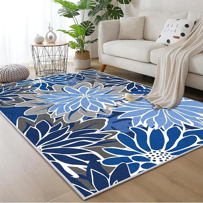 ZonLi Colorful Outdoor Rug 8x10Ft Waterproof Multicolored Indoor Area Rug Washable Outdoor Patio Rugs Tropical Floral Non Slip Outdoor Carpet for Living Room, Pool,Backyard,Deck,Camping