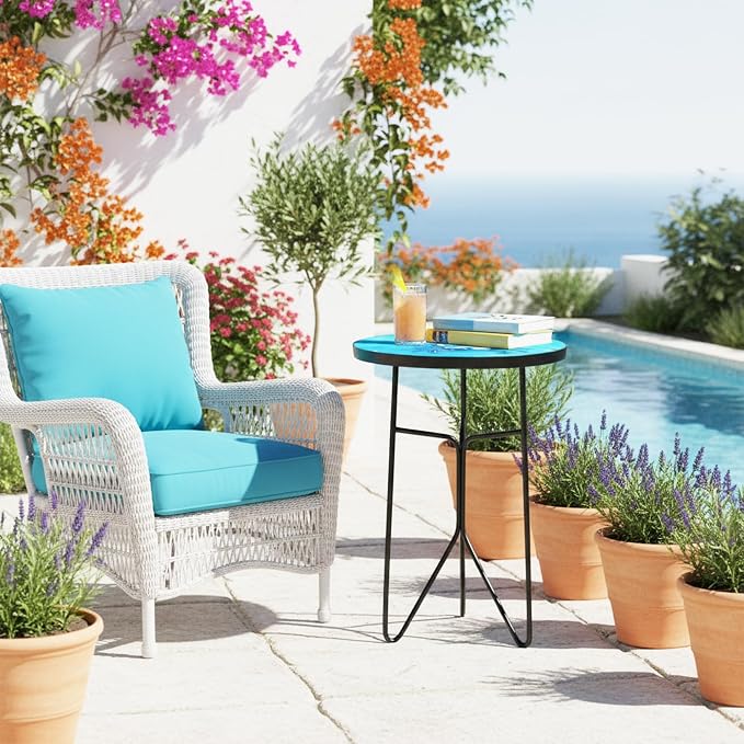 12 Inch Folding Outdoor Side Tea Table,Crabs and Shells Coffee Tables, Plant Tables Indoor,Garden or Living Room Decor Afternoon Tea Dinner Table, Simple Assembly Cast Iron Plant Stand