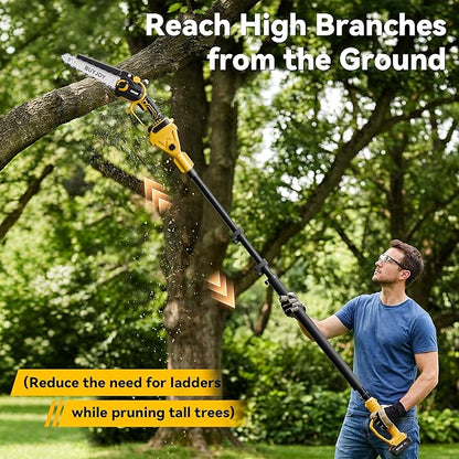 BUYJOY 4-in-1 Electric Pruning Shears & 8 Inch Pole Saw Combo, 1.8" Cutting Diameter Cordless Pruner, 2×4.0Ah Batteries, Adjustable Branch Cutter for Tree Trimming and Garden Pruning