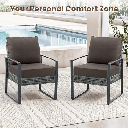 Outdoor Chair Cushions, 6 Inch Thick Patio Seat & Back Cushions Set with Removable Cover, Waterproof Patio Cushions for Outdoor Furniture, 24 x 24 Inch, Gray 2-Set