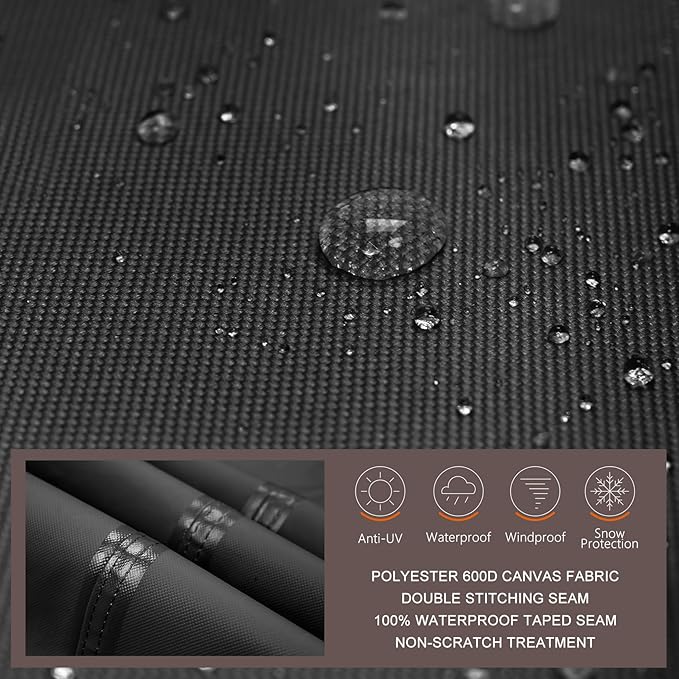 ULTCOVER Round Patio Furniture Cover - Outdoor Waterproof Table with Chair Set Cover 108 inch, Black