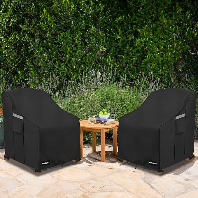 Outdoor Chair Covers 32" W x 35" D x 36" H,600D Heavy Duty Waterproof Patio Chair Cover,Outdoor Furniture Covers for Lawn/Garden Chiar,Black