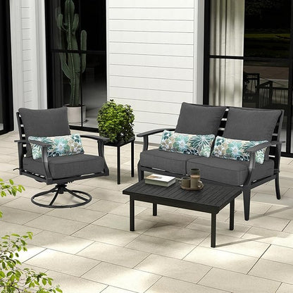 Aoodor Outdoor Chair Cushion, 22 x 24 Inch Water-Resistant, Fade-Resistant Olefin Frbric Patio Seat Cushions with Removable Cover and Adjustable Straps for Outdoor Furniture, Set of 2, Charcoal