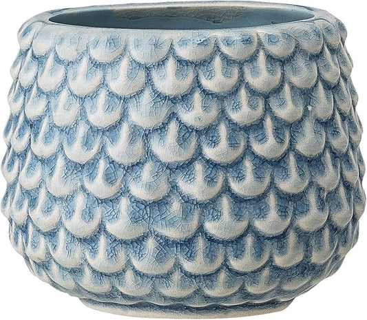 Bloomingville Stoneware Flower Pot Pinecone, Planter, 3,75'', Sky Blue