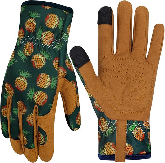 Leather Gardening Gloves for Women Thorn Proof Garden Gloves Touch Screen Working Gloves Gifts,M