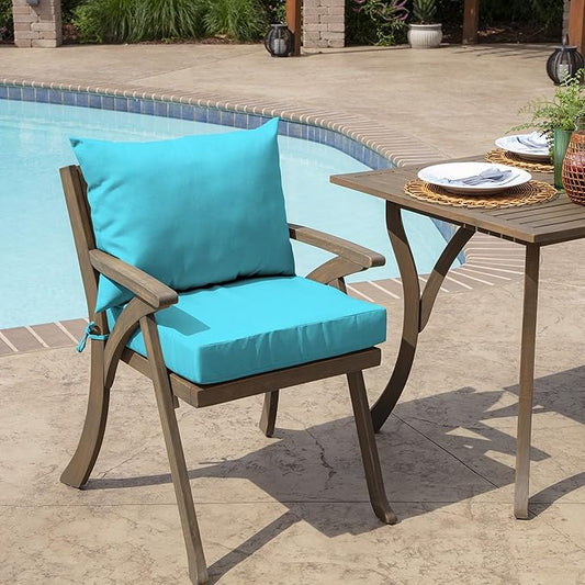 Arden Outdoor Dining Chair Cushion, 21 x 21, Rain-Proof, Fade Resistant 21 x 21, Pool Blue Leala