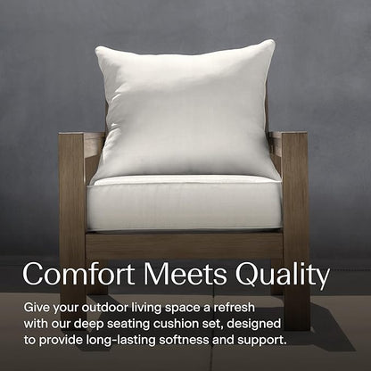 Honeycomb Outdoor Deep Seat, 24 x 23, Textured Solid Bone Chair Cushion for Patio Furniture