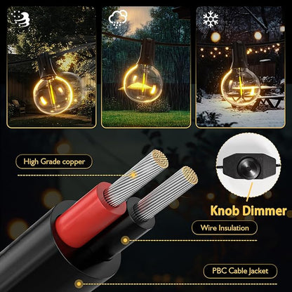 Outdoor String Lights 60ft LED Hanging Globe Patio Lights with G40 Shatterproof Bulbs(20+2 Bulbs), Waterproof Connectable Hanging Light for Indoor Outdoor Decor Garden Camping Backyard Porch