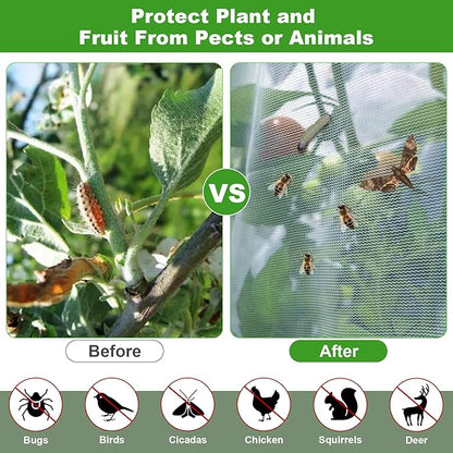 Large Fruit Tree Netting, 2 Pack 8x8Ft Garden Netting Pest Barrier Mesh Covers Bags with Zipper and Drawstring Insect Bird Cover Netting Plant Protection Covers for Vegetables Bushes