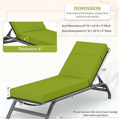 Chaise Lounge Cushions Outdoor, 72" L X 21" W X 4" D Lounge Chair Cushions for Outdoor Furniture, High-Density Foam Outdoor Chaise Cushion-Waterproof Fade-Resistant ThickPatio lounge chair cushion