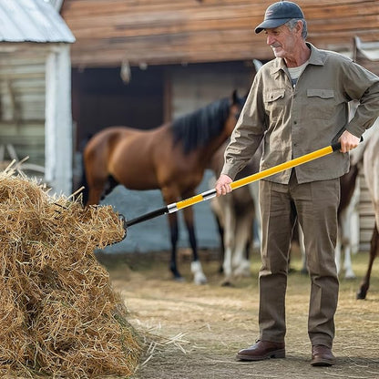 VEVOR Garden Fork, 5-Tine Gardening Pitchfork with Fiberglass Handle, 57 in Heavy Duty Digging Fork with Y Grip, Forged Steel Spading Fork for Hay Potato Composting Transplanting Aeration