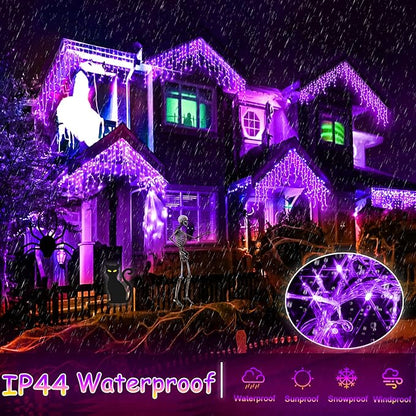 640 LED Icicle Lights for Outside 66ft Purple Christmas Lights Outdoor 8 Modes with 120 Drops Waterproof Christmas Icicle Light Plug in for Indoor House Party Holiday Decorations