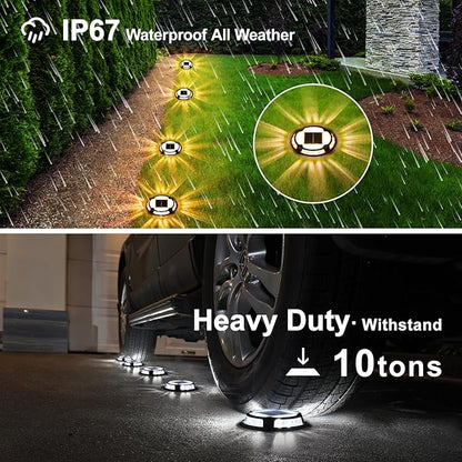 VOLISUN Solar Deck & Driveway Lights, 12 Pack 2-in-1 Color (White/Warm White), Waterproof, Pathway Markers