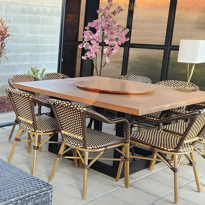 PURPLE LEAF Bistro Chair (Set of 2) French Hand-Woven Wicker Armchairs for Outdoor Patio Porch Garden Indoor, Bamboo Print Finish, Coffee, Dining Chairs