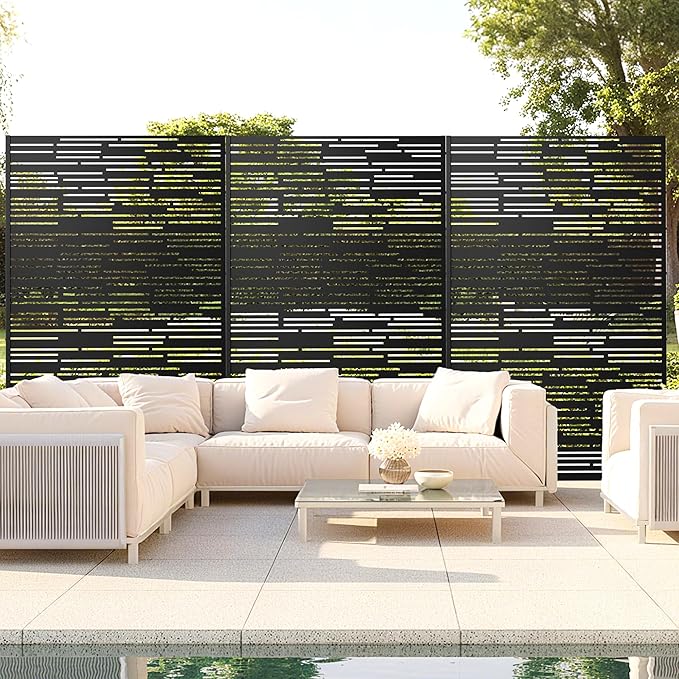 Outdoor Privacy Screen,72" H×47" W Metal Privacy Screen, Freestanding Privacy Fence Panels for Patio